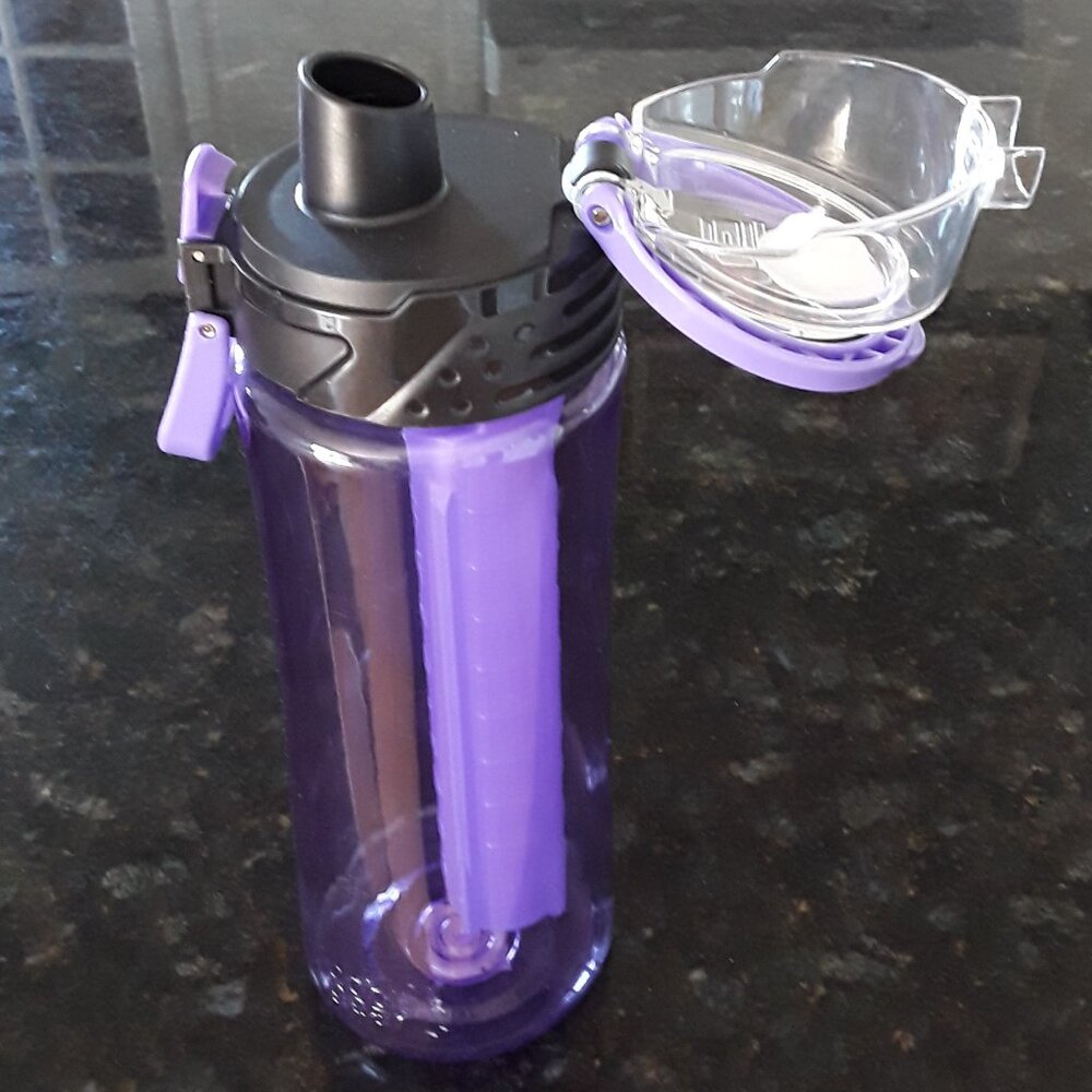 FREE upon request w/$10+ purchase!  Purple H20 Bottle w/detachable Freezer Stick